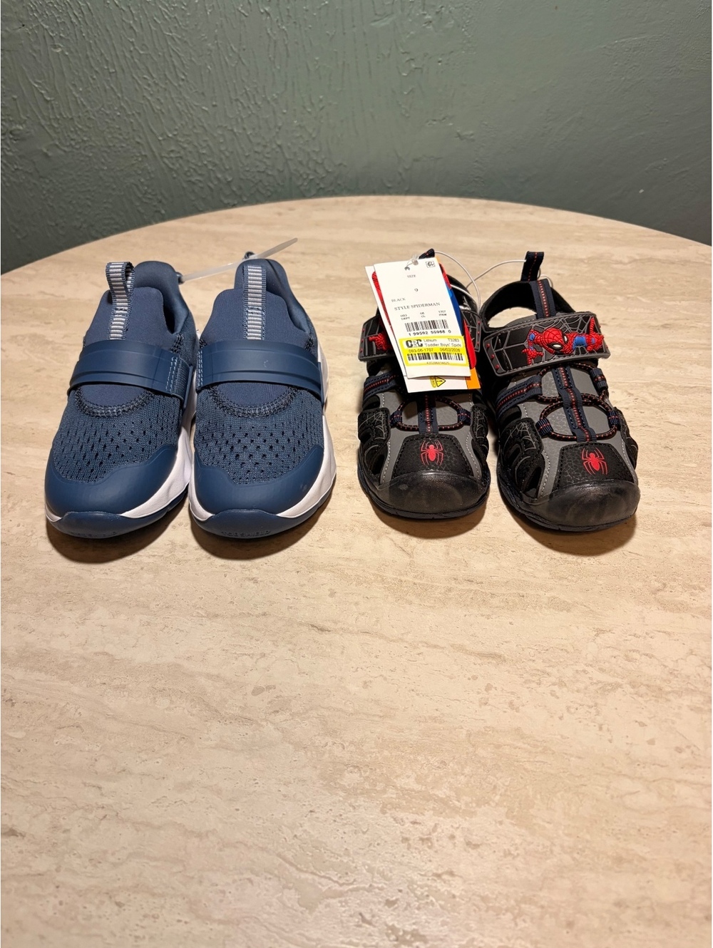 Size 9C Target Boys' Shoes Set - Blue Sneakers Size & Black Spider Sandals